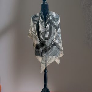 Dance of Ink- Hand -Painted Silk Scarf