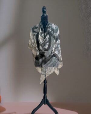 Dance of Ink- Hand -Painted Silk Scarf