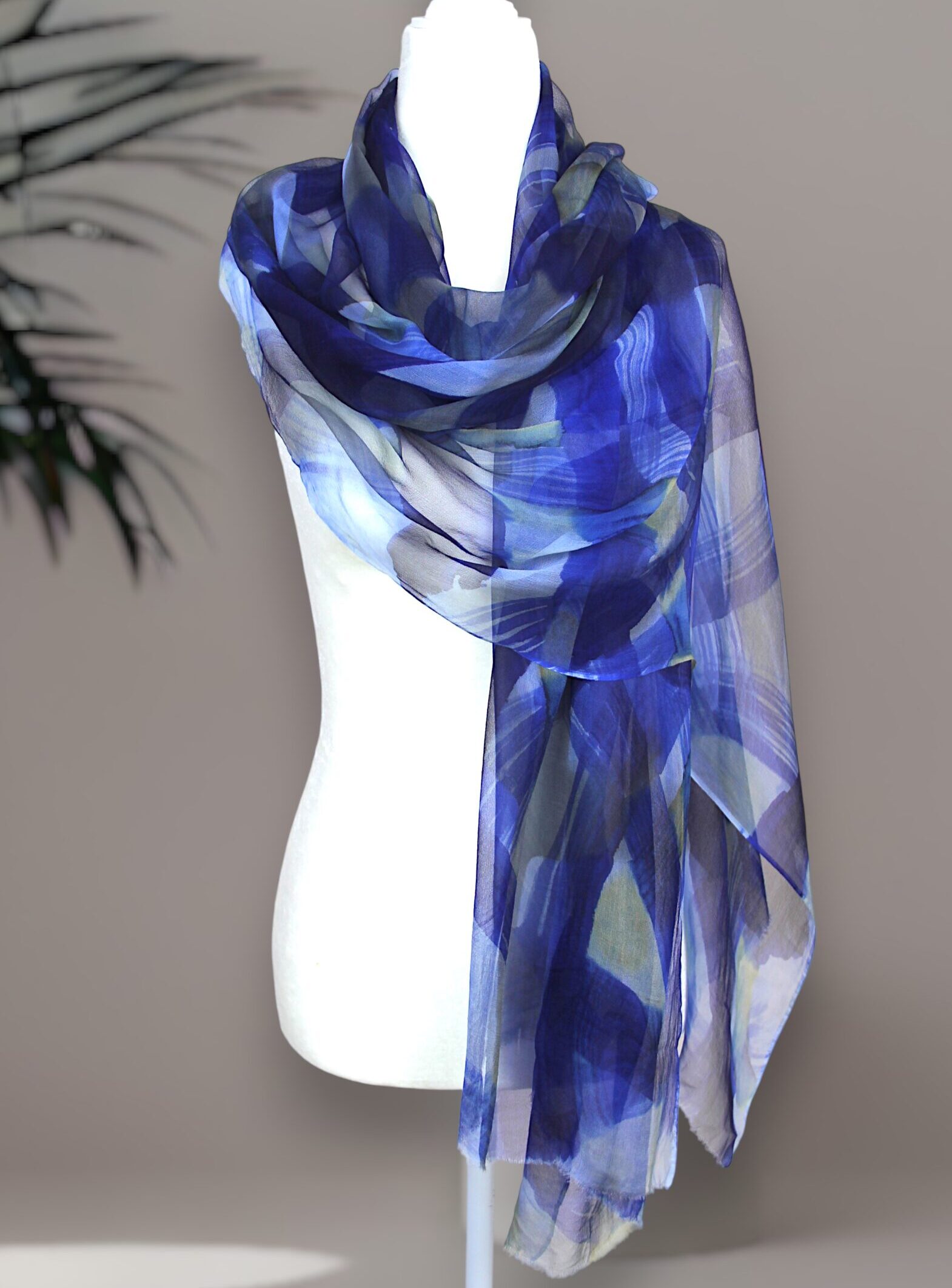 Royal Whisper- Hand -Painted Silk Scarf