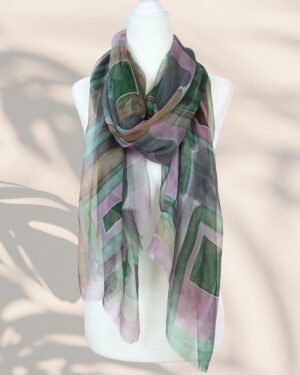 Sage & Blush - Hand -Painted Silk Scarf