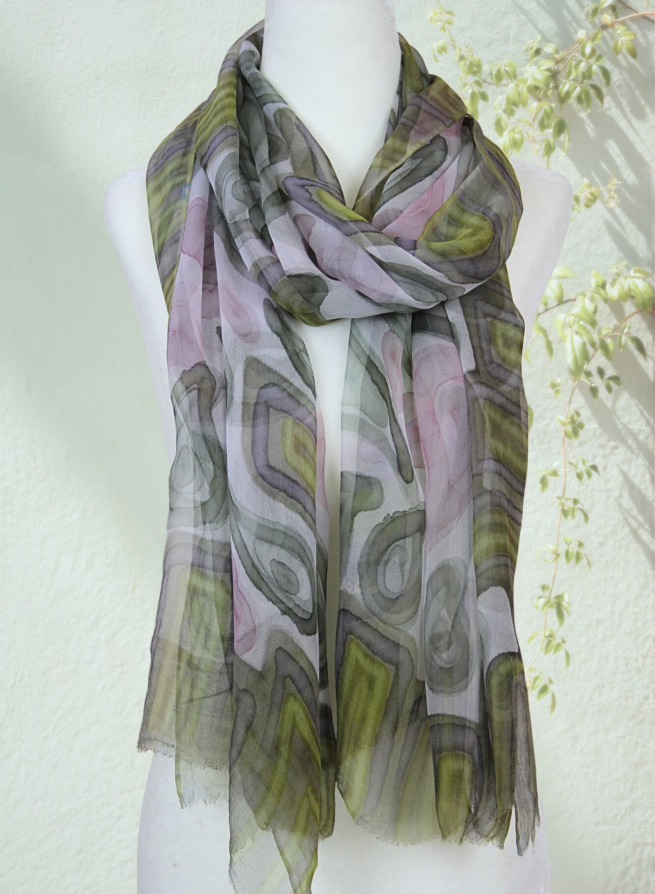 Paisley & Sage  - Hand -Painted Silk Scarf