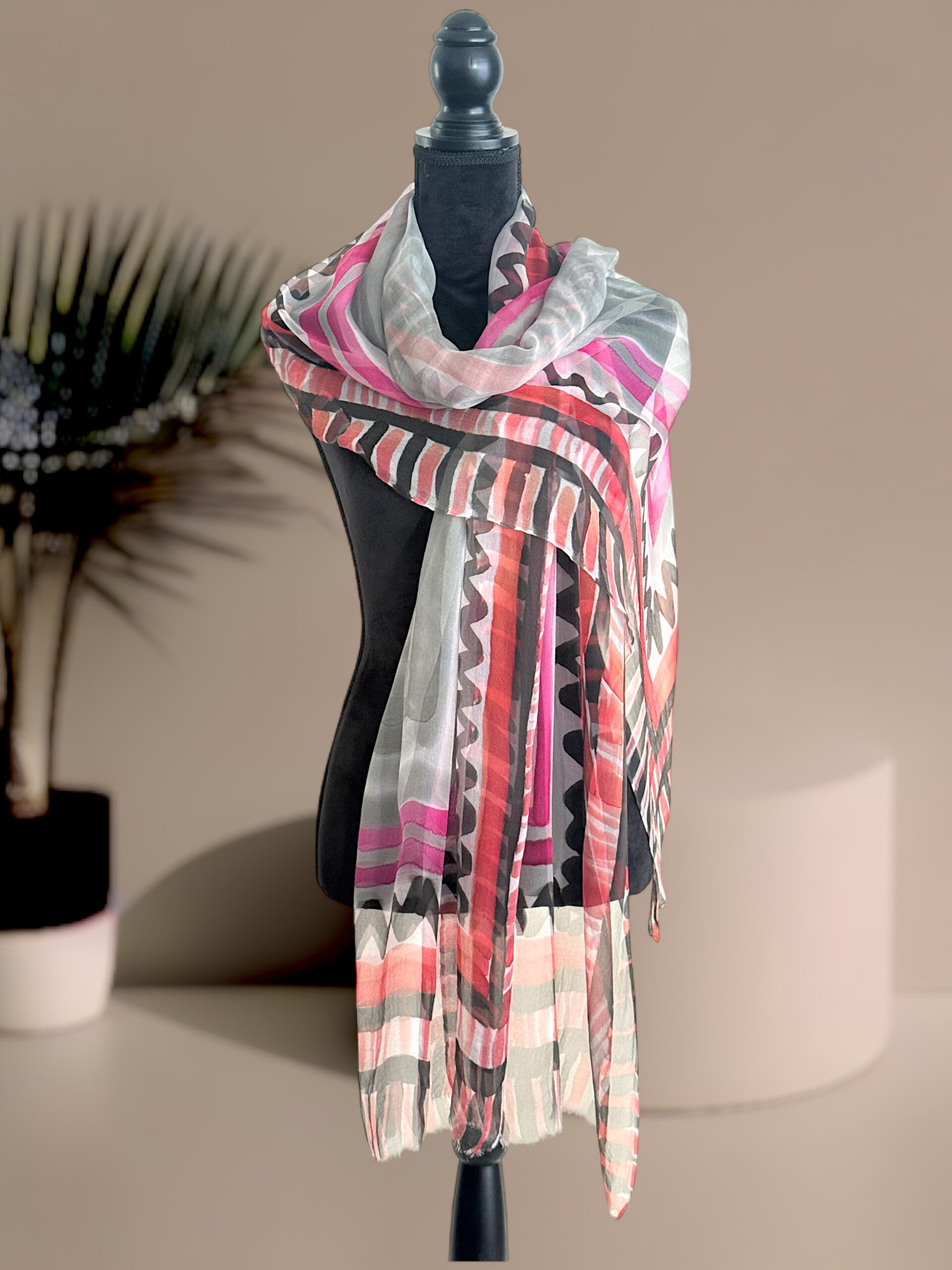 Royal Whisper- Hand -Painted Silk Scarf