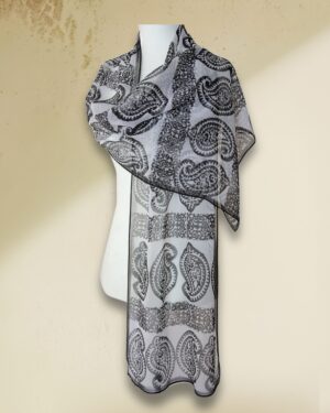 Black & White Paisley- Hand - Painted Silk Scarf (Copy)