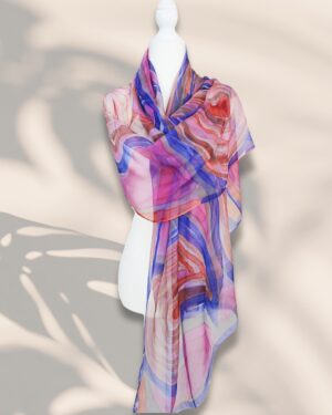 Eclipse Bloom- Hand -Painted Silk Scarf