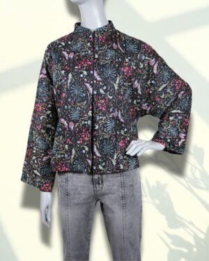 Moonlit Garden Black Floral Kimono Jacket
