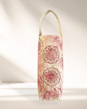 Red Harmony- Hand-Painted Reusable Wine Bag: Eco-Friendly Cotton Tote