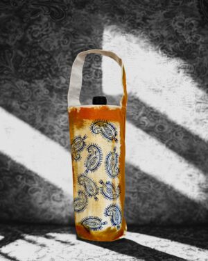 Saffron & Sapphire - Hand-Painted Reusable Wine Bag: Eco-Friendly Cotton Tote