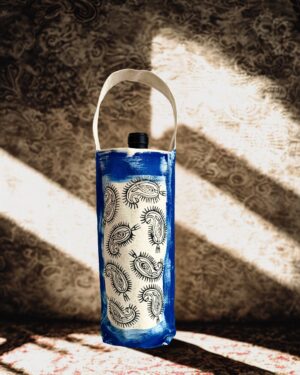 Royal Paisley - Hand-Painted Reusable Wine Bag: Eco-Friendly Cotton Tote